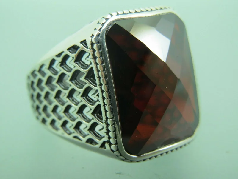 Affordable Gold-Plated Jewelry For Modern Fashion Turkish Handmade Jewelry 925 Sterling Silver Garnet Stone Mens Rings Affordable Gold-Plated Jewelry For Modern Fashion Turkish Handmade Jewelry 925 Sterling Silver Garnet Stone Mens Rings