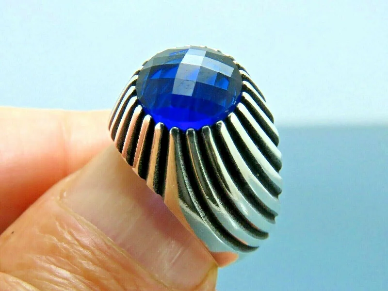 Affordable Gold-Plated Jewelry For Modern Fashion Turkish Handmade Jewelry 925 Sterling Silver Sapphire Stone Mens Rings Affordable Gold-Plated Jewelry For Modern Fashion Turkish Handmade Jewelry 925 Sterling Silver Sapphire Stone Mens Rings
