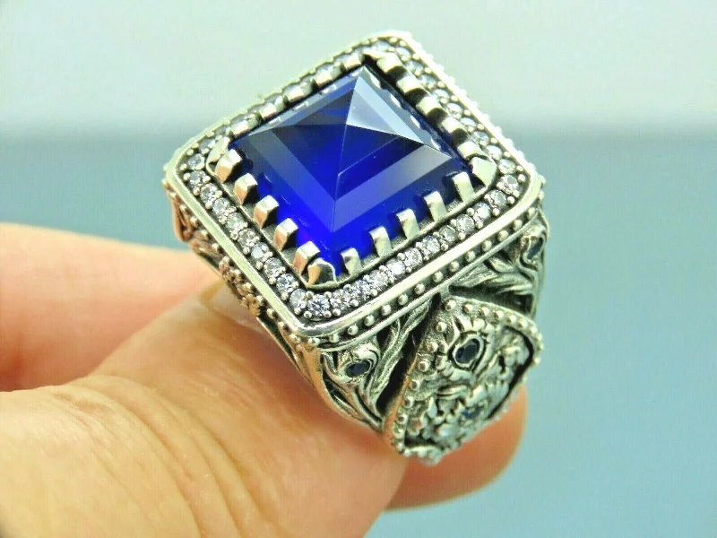 Limited-Stock Jewelry Sale – Once It's Gone, It's Gone Turkish Handmade Jewelry 925 Sterling Silver Sapphire Stone Mens Rings Limited-Stock Jewelry Sale – Once It's Gone, It's Gone Turkish Handmade Jewelry 925 Sterling Silver Sapphire Stone Mens Rings