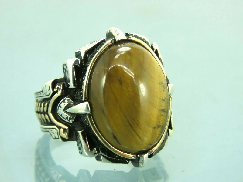 Flash Sale On Stunning Jewelry – Don't Miss Out Turkish Handmade Jewelry 925 Sterling Silver Tiger's Eye Stone Mens Rings Flash Sale On Stunning Jewelry – Don't Miss Out Turkish Handmade Jewelry 925 Sterling Silver Tiger's Eye Stone Mens Rings