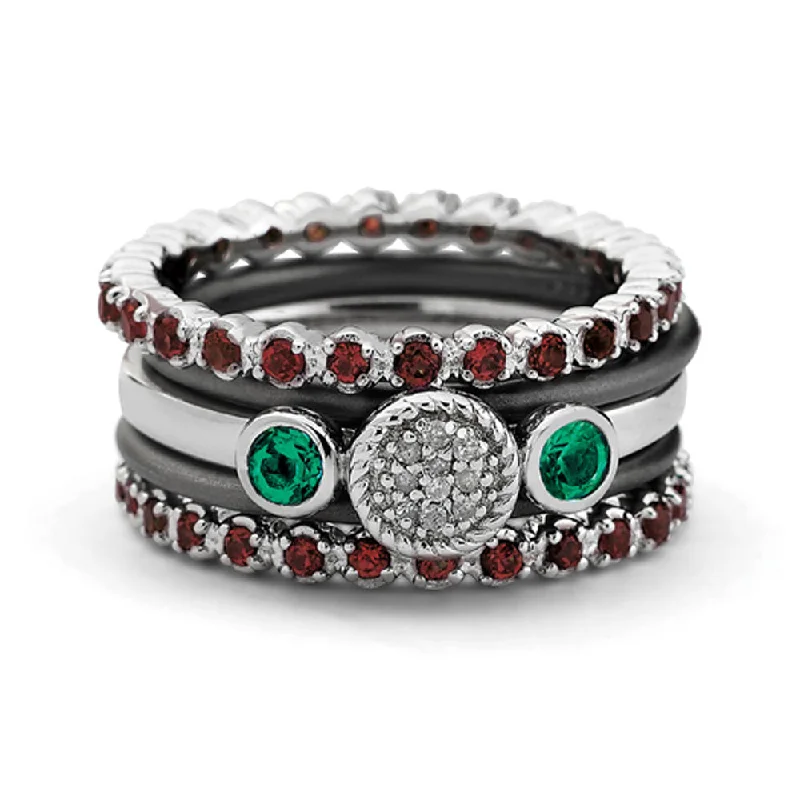 Modern Jewelry At Exclusive Discounts – Shop Today Two Tone Sterling Silver Garnet Eternity Stackable Ring Set Modern Jewelry At Exclusive Discounts – Shop Today Two Tone Sterling Silver Garnet Eternity Stackable Ring Set