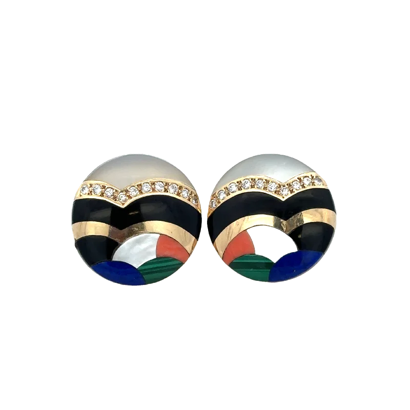 Flash Sale On Elegant Jewelry – Don't Miss Out Vintage Asch Grossbardt Inlaid Stud Earrings in Yellow Gold Flash Sale On Elegant Jewelry – Don't Miss Out Vintage Asch Grossbardt Inlaid Stud Earrings in Yellow Gold