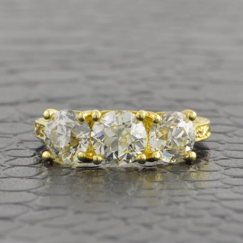 Shine In Style – Shop Jewelry Discounts Today Vintage Inspired Three Stone Old European Cut Diamond Ring in 18k Yellow Gold Shine In Style – Shop Jewelry Discounts Today Vintage Inspired Three Stone Old European Cut Diamond Ring in 18k Yellow Gold