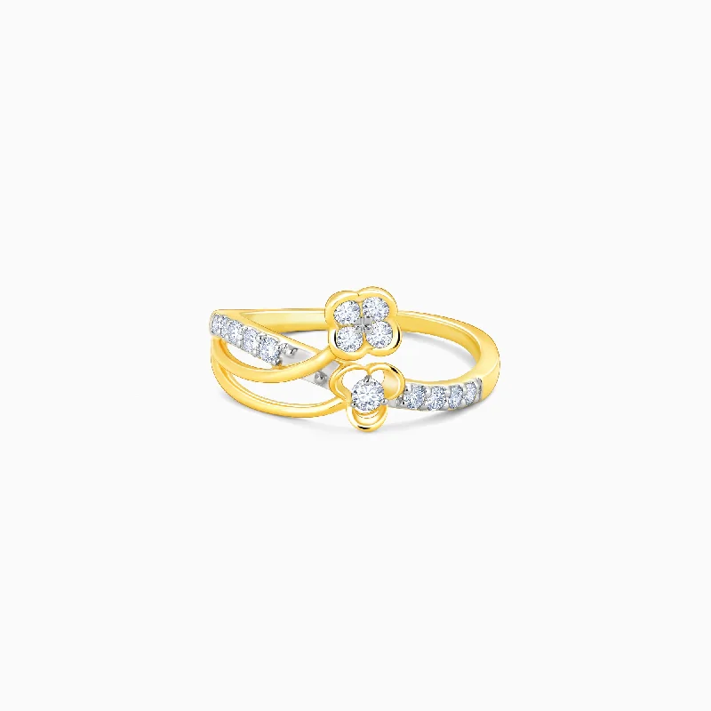 Exclusive Jewelry Offers – Sparkle For Less Gold Floral Bloom Diamond Ring