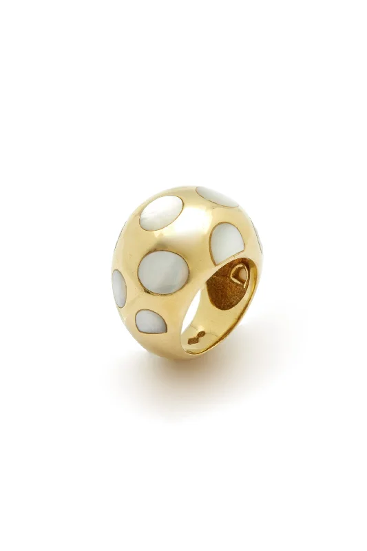 Shop Dazzling Rings, Earrings, And More At Special Discounts Gold and Mother of Pearl Bombe 18K Gold Ring Shop Dazzling Rings, Earrings, And More At Special Discounts Gold and Mother of Pearl Bombe 18K Gold Ring