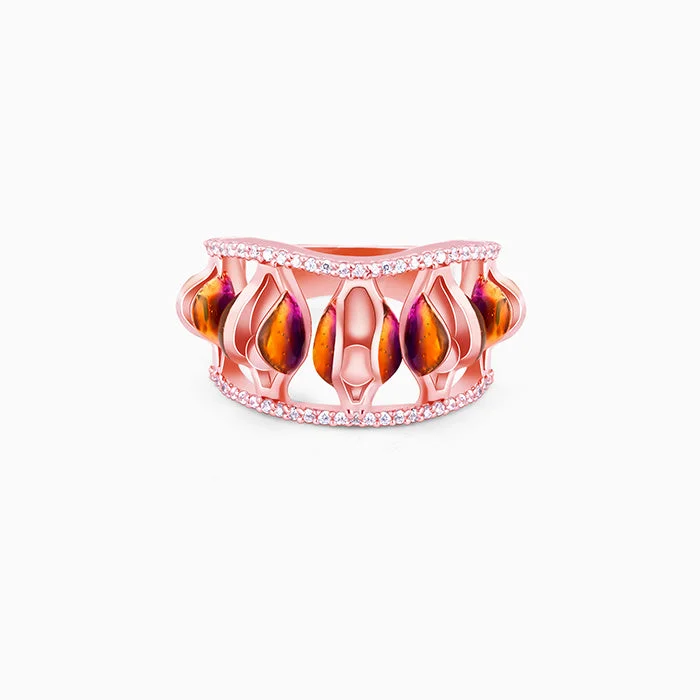 Affordable Gold-Plated Jewelry For Modern Fashion Rose Gold Bell Mallow Bud Ring