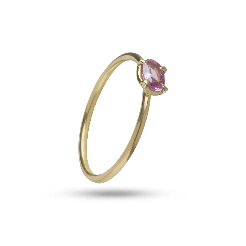 Glamorous Jewelry, Glamorous Deals – Shop Now Delicate oval Pink 18K Gold Ring w. Sapphire