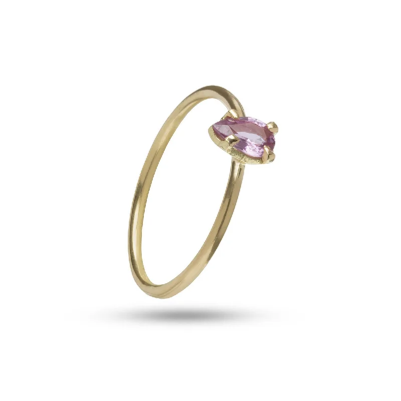 Jewelry Deals That Outshine The Rest Drop Pink 18K Gold Ring w. Sapphire