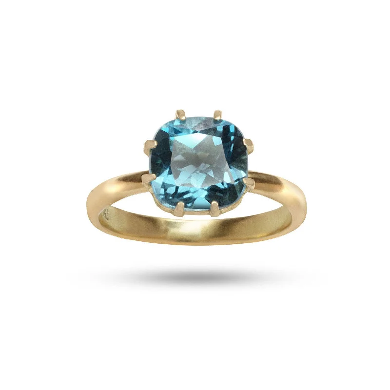 Flash Deals On Fine Jewelry – Shop Before It's Gone Square Blue 18K Gold Ring w. Topaz
