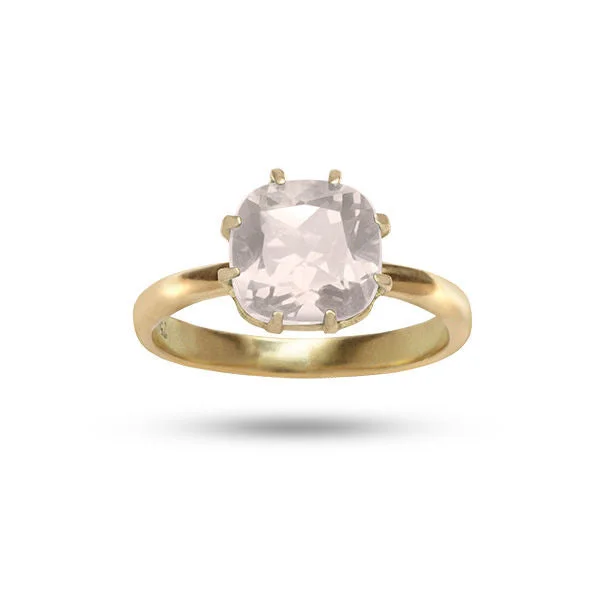 High-End Jewelry, Now More Affordable Than Ever Square Pink Rosa 18K Gold Ring w. Quartz
