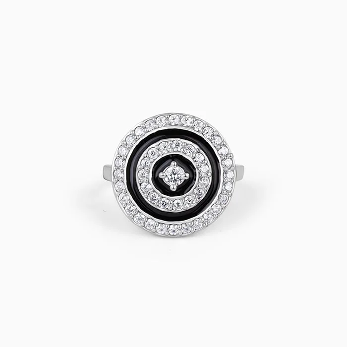 Discounted Jewelry For A Glamorous Look Silver Midnight Halo Ring