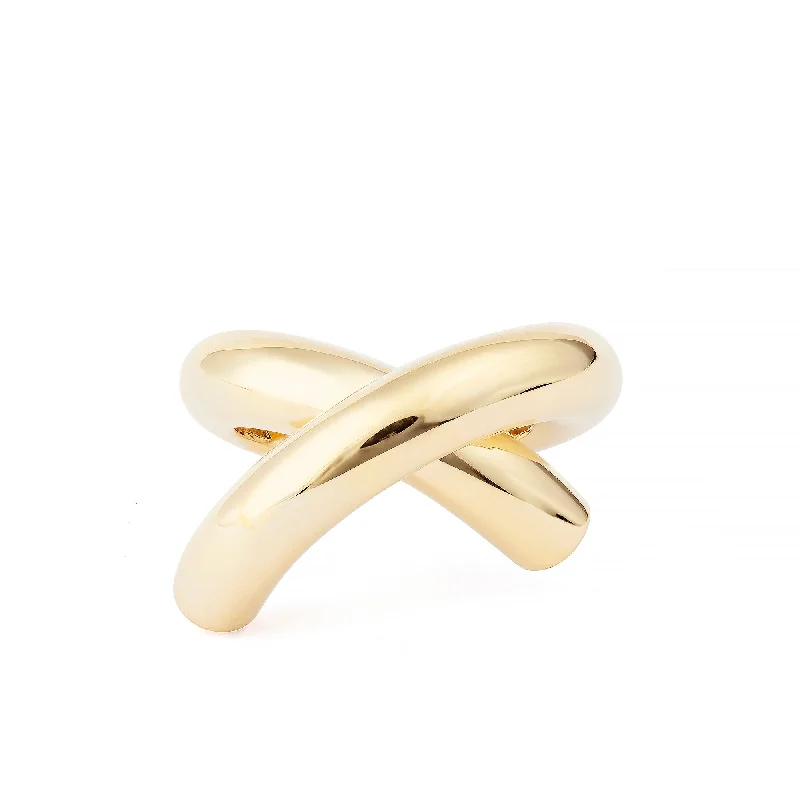 Elegant Jewelry, Exclusive Prices – Shop Now Cross Loop Big Plain 18K Gold Ring