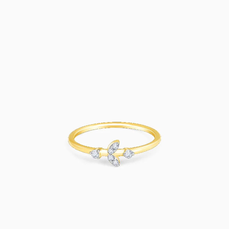 Shop Dazzling Jewelry With Special Promotional Discounts Gold Whimsical Leaves Diamond Ring