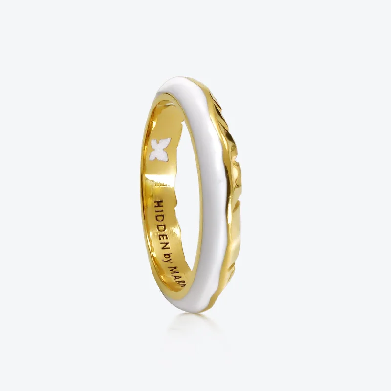 Luxury Jewelry At Unbeatable Discounts A.Iceberg 18K Gold Ring w. White enamel