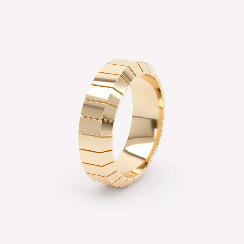 Luxury Handcrafted Jewelry For Elegant Looks Eternity Engraved 18K Gold Ring