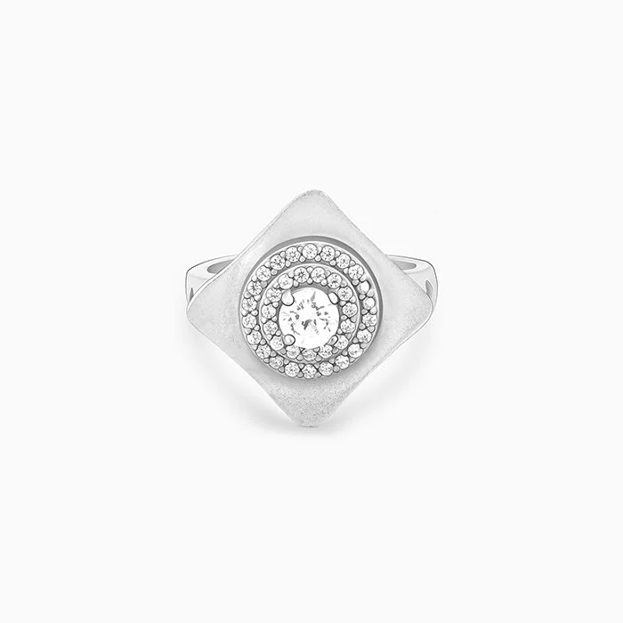 Delicate Crystal Jewelry For Sophisticated Charm Silver Bouquet Design Ring