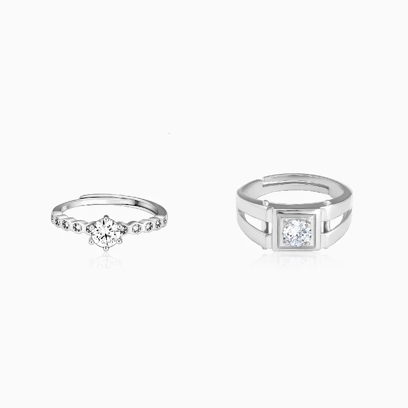 Waterproof Stainless Steel Jewelry For Lasting Beauty Silver Dreamy Charm Couple Rings Waterproof Stainless Steel Jewelry For Lasting Beauty Silver Dreamy Charm Couple Rings