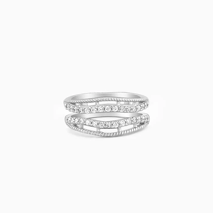 Discounted Jewelry For A Glamorous Look Silver Promenade Faux Stack Ring