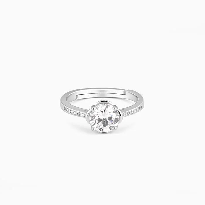 Shop Modern Jewelry Collections With Exclusive Discounts Silver Zircon Shimmer Flower Ring