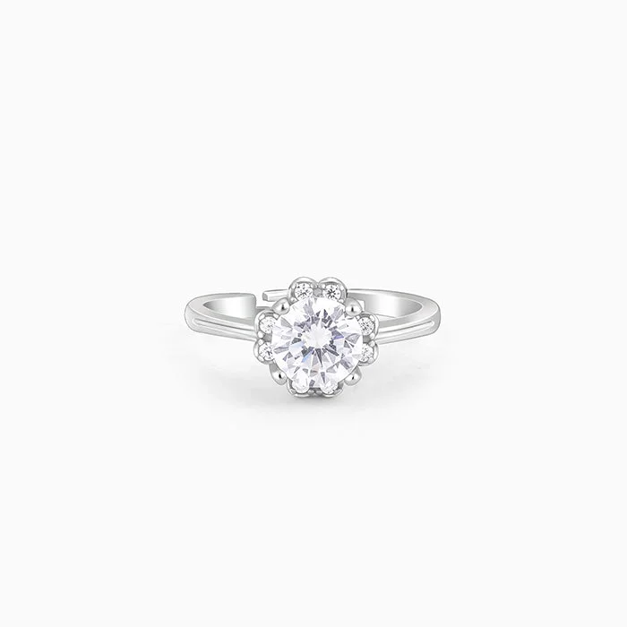 Exclusive Savings On Timeless Jewelry Pieces Silver Zircon Shrine of Lotus Ring