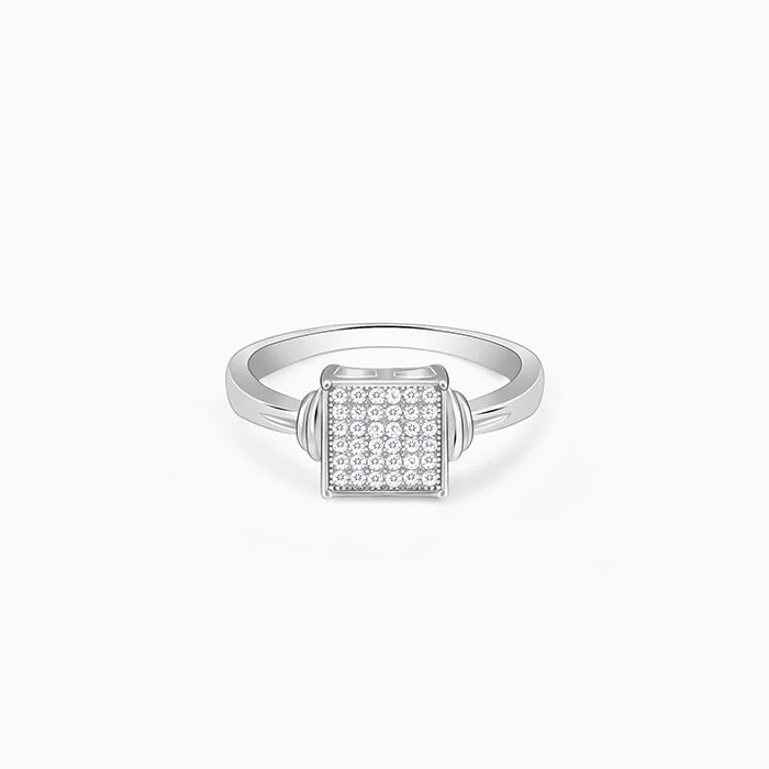Handcrafted Beauty At Affordable Prices Silver Zircon Square Ring For Him