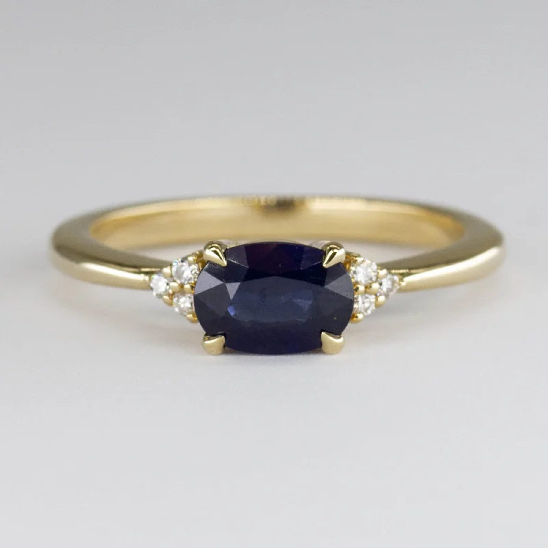 Chic, Trendy, And Affordable Jewelry Sale '100 Ways' 14k Yellow Gold East West Sapphire and Diamond Ring | 1.03ct | SZ 7 Chic, Trendy, And Affordable Jewelry Sale '100 Ways' 14k Yellow Gold East West Sapphire and Diamond Ring | 1.03ct | SZ 7
