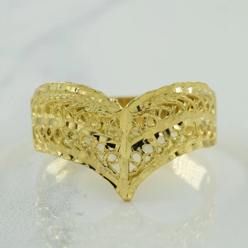Handmade Pearl Jewelry For Timeless Elegance 10k Yellow Gold Chevron Ring | SZ 8.75 | Handmade Pearl Jewelry For Timeless Elegance 10k Yellow Gold Chevron Ring | SZ 8.75 |