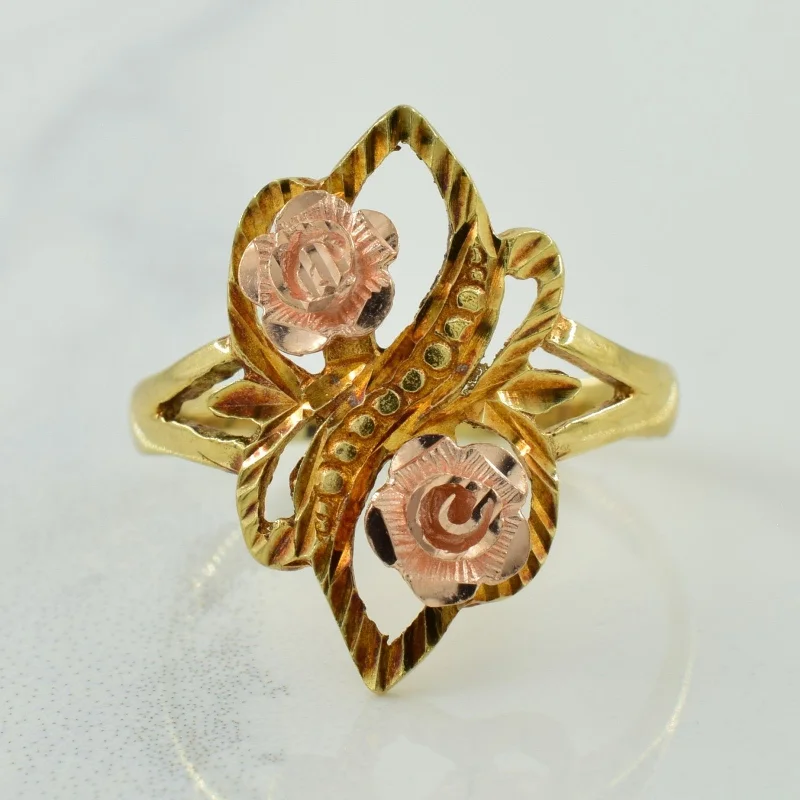 Luxury Handcrafted Jewelry For Elegant Looks 10k Yellow & Rose Gold Cocktail Ring | SZ 6.5 | Luxury Handcrafted Jewelry For Elegant Looks 10k Yellow & Rose Gold Cocktail Ring | SZ 6.5 |