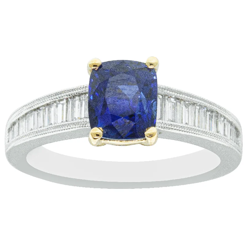 Chic And Stylish Jewelry At Discounted Prices 18ct White & Yellow Gold 2.10ct Sapphire & Diamond Ring Chic And Stylish Jewelry At Discounted Prices 18ct White & Yellow Gold 2.10ct Sapphire & Diamond Ring