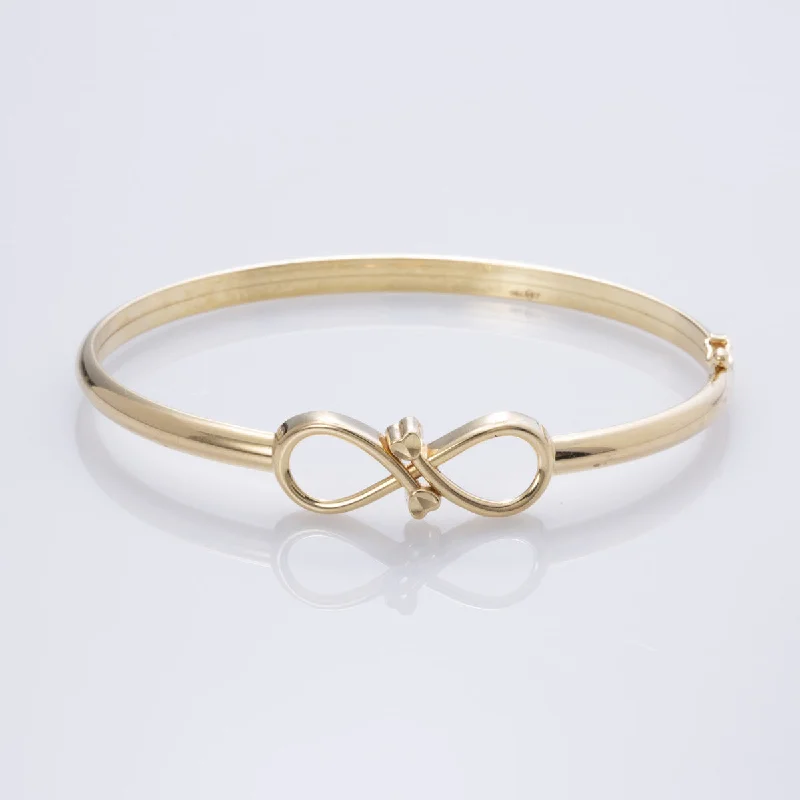 Dainty Floral Jewelry For Feminine Elegance 18k Yellow Gold Infinity Bangle Bracelet | 6.5" | Dainty Floral Jewelry For Feminine Elegance 18k Yellow Gold Infinity Bangle Bracelet | 6.5" |
