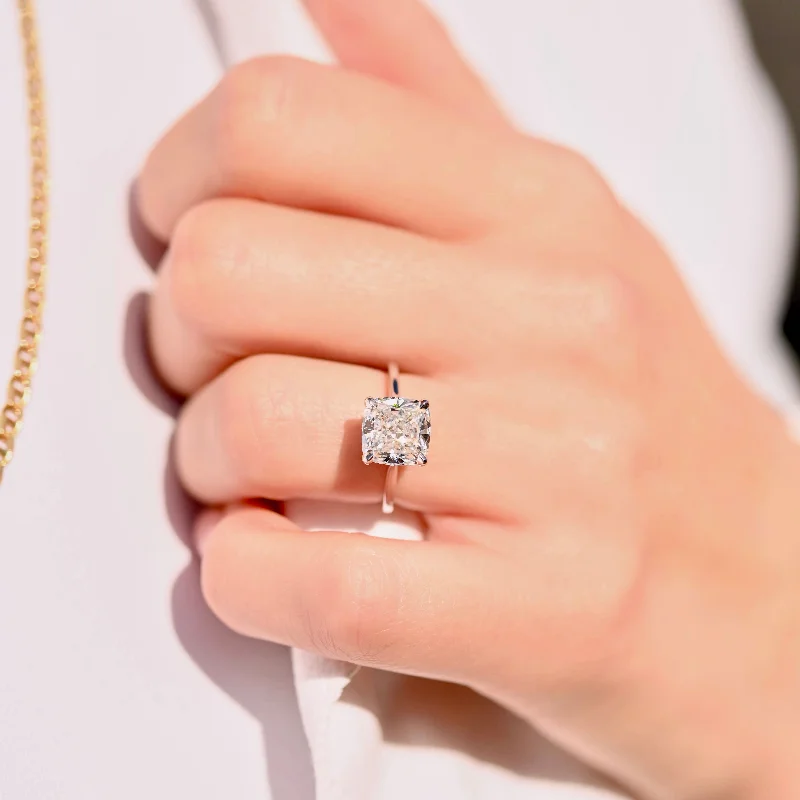 Jewelry Clearance Sale – Final Reductions 4.03 Carat Lab Created Cushion Engagement Ring with Hidden Halo Jewelry Clearance Sale – Final Reductions 4.03 Carat Lab Created Cushion Engagement Ring with Hidden Halo