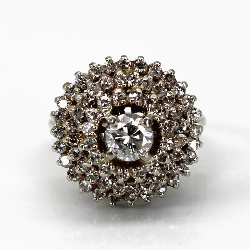 Affordable Luxury Jewelry For Every Occasion Cluster Diamond High Set Cocktail Ring | 1.28ctw | SZ 5 | Affordable Luxury Jewelry For Every Occasion Cluster Diamond High Set Cocktail Ring | 1.28ctw | SZ 5 |
