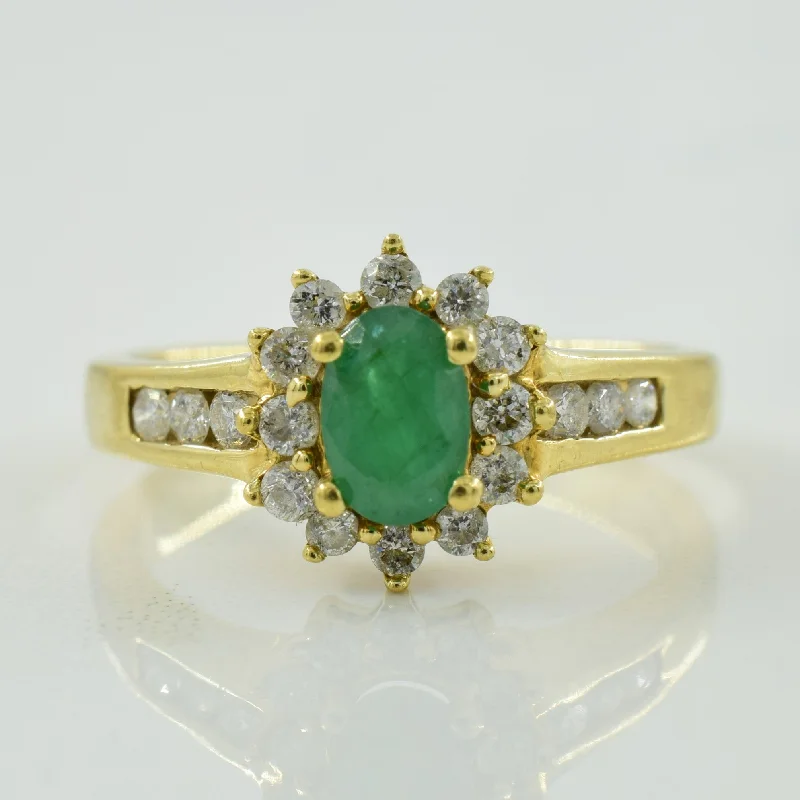 Shop Handcrafted Jewelry At Special Promotional Rates Emerald & Diamond Halo Ring | 0.34ct, 0.36ctw | SZ 5.5 | Shop Handcrafted Jewelry At Special Promotional Rates Emerald & Diamond Halo Ring | 0.34ct, 0.36ctw | SZ 5.5 |