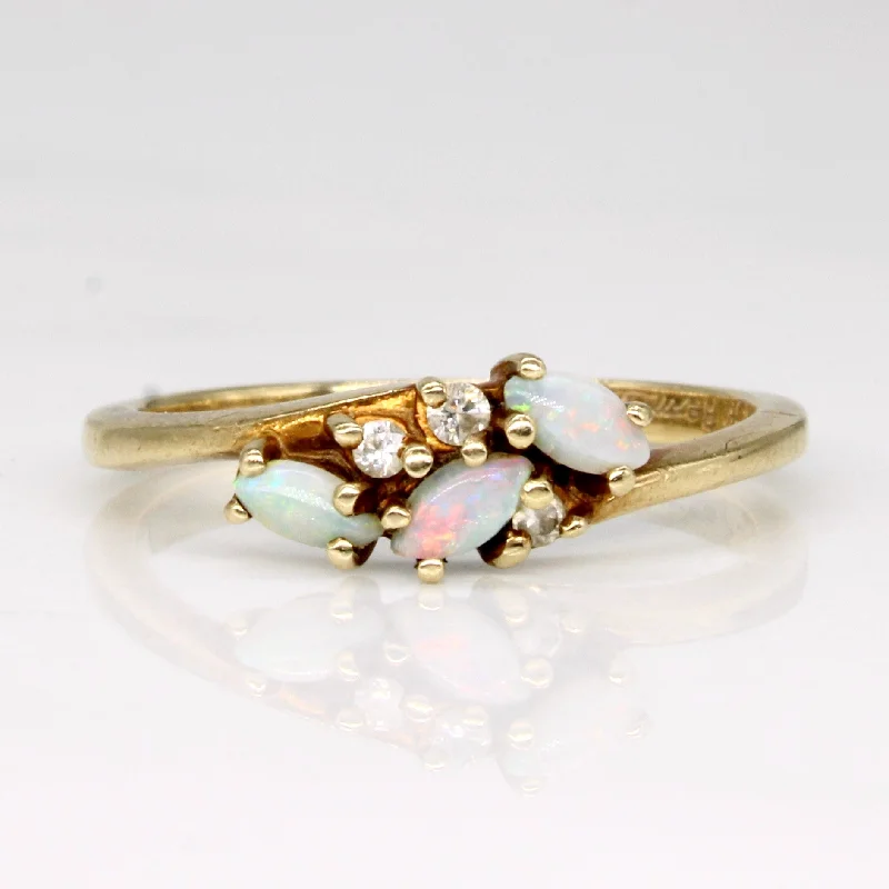 Shop Dazzling Jewelry At The Best Prices Opal & Diamond Bypass Ring | 0.18ctw, 0.03ctw | SZ 6.25 | Shop Dazzling Jewelry At The Best Prices Opal & Diamond Bypass Ring | 0.18ctw, 0.03ctw | SZ 6.25 |