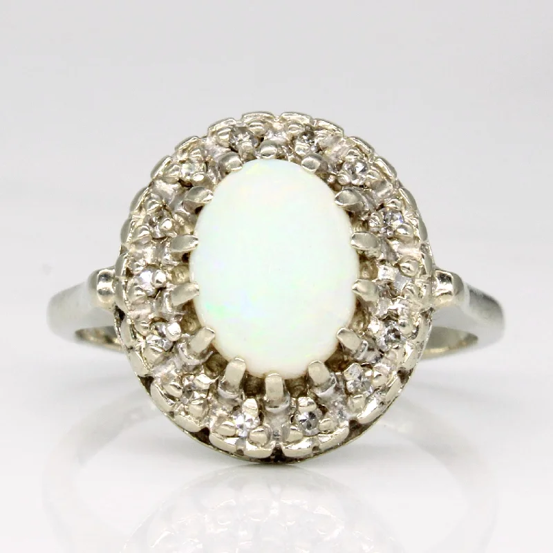 Unique Jewelry Designs Now At Discounted Rates Opal & Diamond Halo Ring | 1.00ct, 0.10ctw | SZ 7 | Unique Jewelry Designs Now At Discounted Rates Opal & Diamond Halo Ring | 1.00ct, 0.10ctw | SZ 7 |