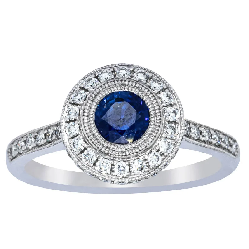 Exclusive Online Discounts On Stylish Jewelry Platinum .65ct Sapphire & Diamond Halo Ring Exclusive Online Discounts On Stylish Jewelry Platinum .65ct Sapphire & Diamond Halo Ring