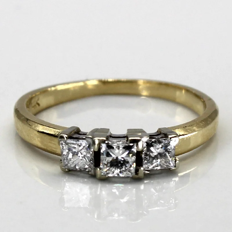 Waterproof Stainless Steel Jewelry For Lasting Beauty Three Stone Princess Diamond Ring | 0.62ctw | SZ 6.5 | Waterproof Stainless Steel Jewelry For Lasting Beauty Three Stone Princess Diamond Ring | 0.62ctw | SZ 6.5 |