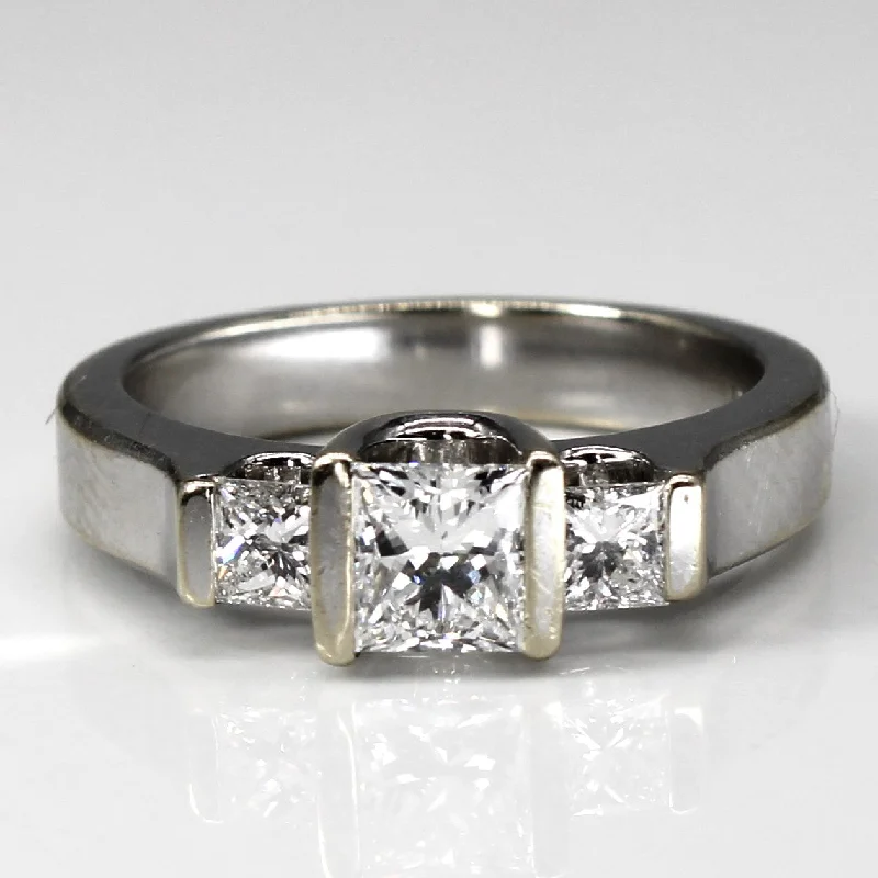 Shop Trending Jewelry With Exclusive Savings Three Stone Princess Diamond Ring | 1.20ctw VVS2 F/G | SZ 7 | Shop Trending Jewelry With Exclusive Savings Three Stone Princess Diamond Ring | 1.20ctw VVS2 F/G | SZ 7 |