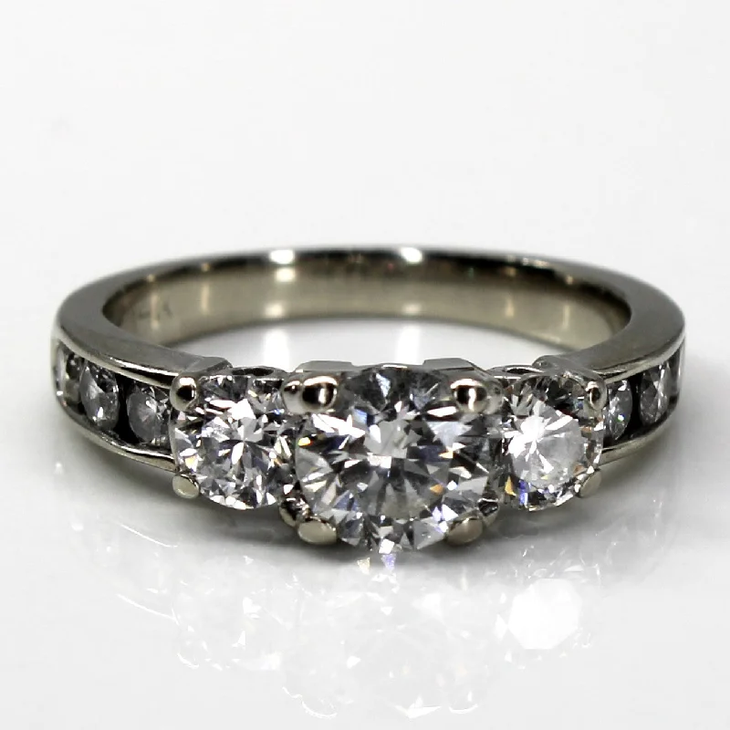 Affordable Luxury Jewelry For Every Occasion Three Stone With Accents Diamond Ring | 1.32ctw SI2 G/H | SZ 4.5 | Affordable Luxury Jewelry For Every Occasion Three Stone With Accents Diamond Ring | 1.32ctw SI2 G/H | SZ 4.5 |