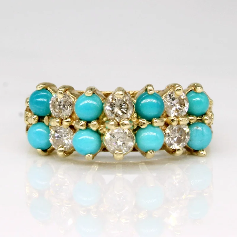 Luxury Jewelry Now At Special Promotional Rates 14k Yellow Gold Turquoise & Diamond High Set Ring | 0.60ctw, 0.36ctw | SZ 5.75 | Luxury Jewelry Now At Special Promotional Rates 14k Yellow Gold Turquoise & Diamond High Set Ring | 0.60ctw, 0.36ctw | SZ 5.75 |
