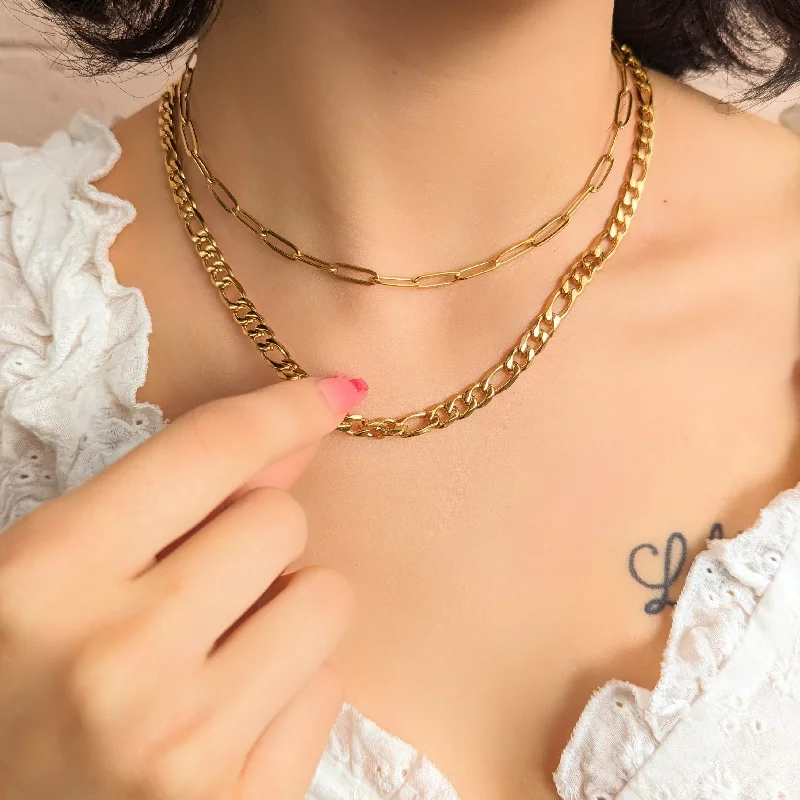 Elegant Jewelry Styles At Budget-Friendly Prices Bold Figaro & Paperclip Chain Necklace Set Elegant Jewelry Styles At Budget-Friendly Prices Bold Figaro & Paperclip Chain Necklace Set