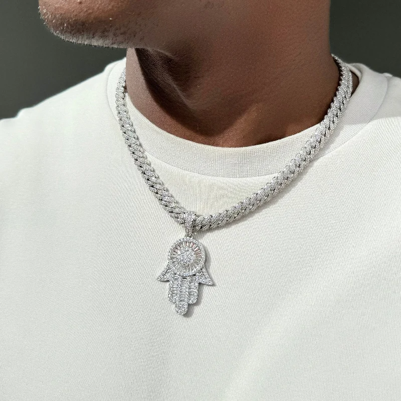 Premium Diamond Jewelry At Once-In-A-Lifetime Discounts Men's Silver Hamsa Necklace Premium Diamond Jewelry At Once-In-A-Lifetime Discounts Men's Silver Hamsa Necklace