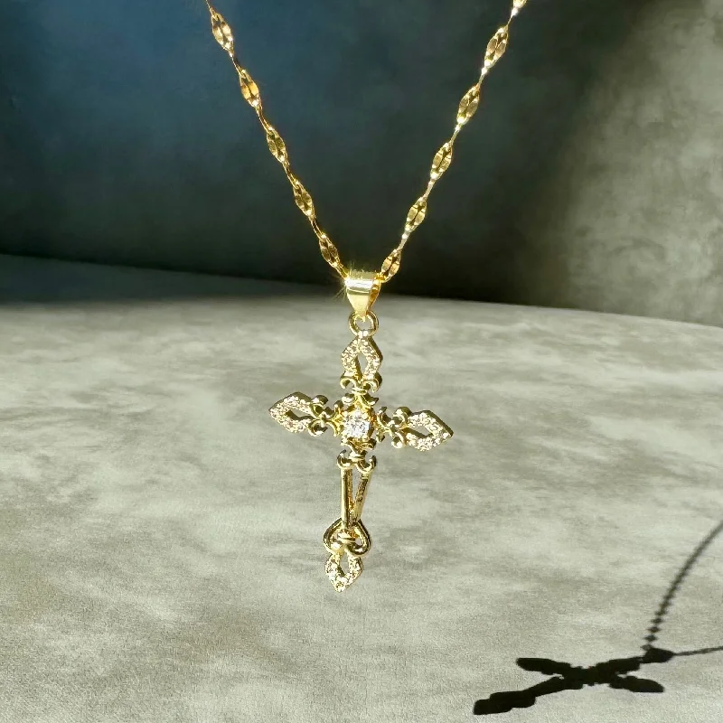 Shop Modern Jewelry Collections With Exclusive Discounts Ornate Gold Crystal Cross Necklace Shop Modern Jewelry Collections With Exclusive Discounts Ornate Gold Crystal Cross Necklace