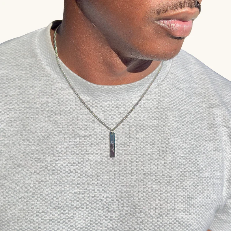 Luxury Jewelry Now At Special Promotional Rates Silver Men's Personalized Bar Necklace Luxury Jewelry Now At Special Promotional Rates Silver Men's Personalized Bar Necklace