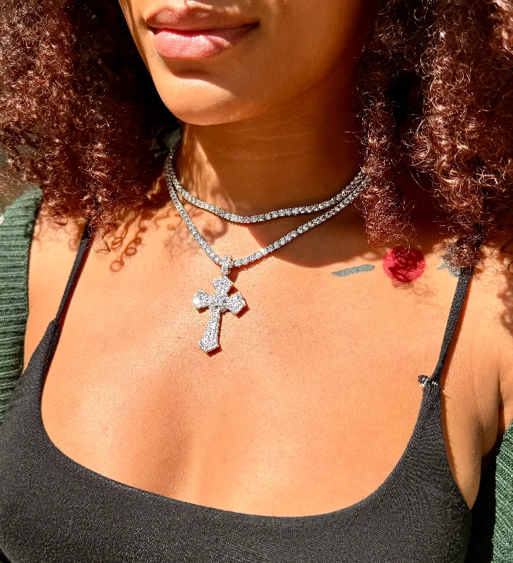 Luxury Jewelry At Budget-Friendly Prices – Grab Yours Now Silver Tennis Chain Enchanted Cross Necklace Luxury Jewelry At Budget-Friendly Prices – Grab Yours Now Silver Tennis Chain Enchanted Cross Necklace
