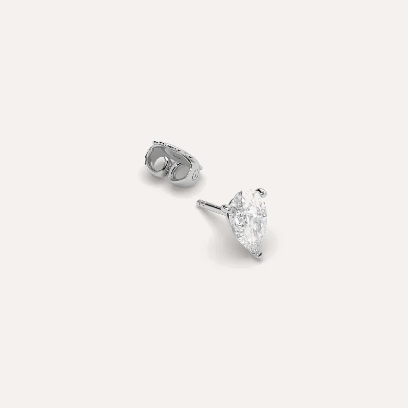 Shop Dazzling Jewelry With Special Promotional Discounts 1 carat Single Pear Diamond Stud Earring