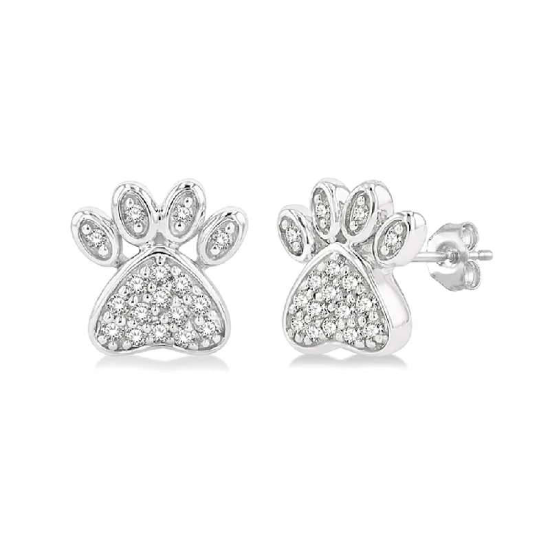 Eco-Friendly Sustainable Jewelry For Conscious Buyers 10K White Gold Petite Paw Print Diamond Earrings Eco-Friendly Sustainable Jewelry For Conscious Buyers 10K White Gold Petite Paw Print Diamond Earrings