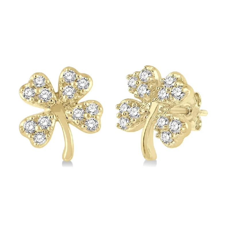 Make Your Outfit Shine With Discounted Jewelry 10K Yellow Gold Petite Diamond Clover Earrings Make Your Outfit Shine With Discounted Jewelry 10K Yellow Gold Petite Diamond Clover Earrings