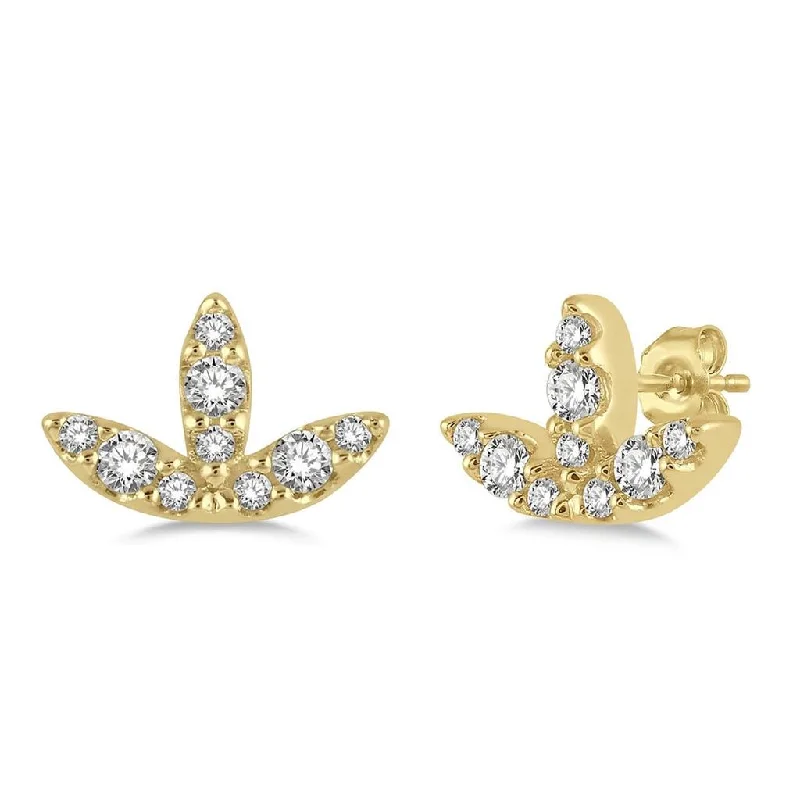 Waterproof Stainless Steel Jewelry For Lasting Beauty 10K Yellow Gold Petite Leaf Diamond Earrings Waterproof Stainless Steel Jewelry For Lasting Beauty 10K Yellow Gold Petite Leaf Diamond Earrings