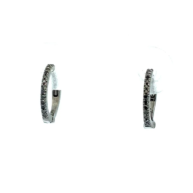 Seasonal Jewelry Deals – Elevate Your Style 14K Black Rhodium Finish Black Diamond Round Huggie Earrings